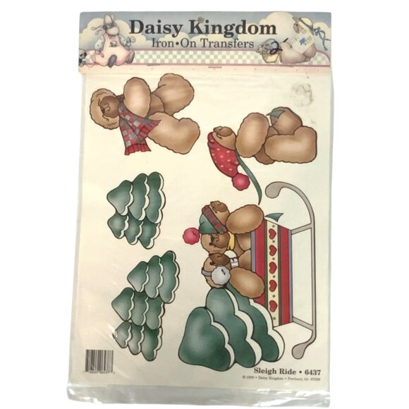 Vintage Daisy Kingdom 1990 Sleigh Ride Iron-On Transfers For Garments & Crafts - Picture 1 of 2